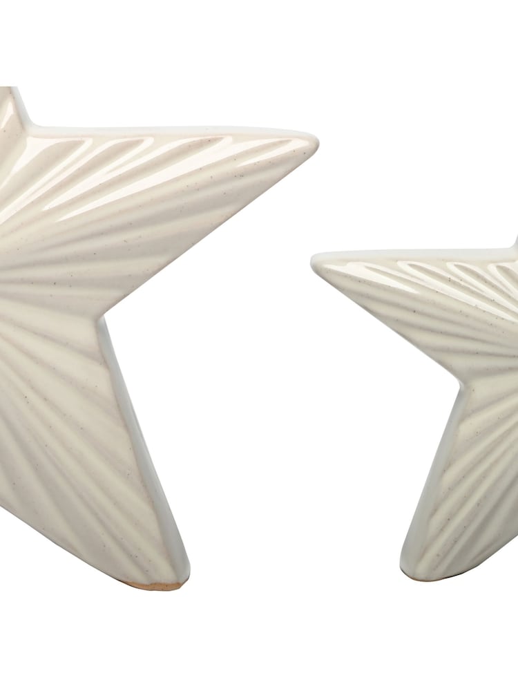 Laura Ashley White Set of 2 Ceramic Stars Ornaments - Image 6 of 6 Laura Ashley White Set of 2 Ceramic Stars Ornaments - Image 6 of 6