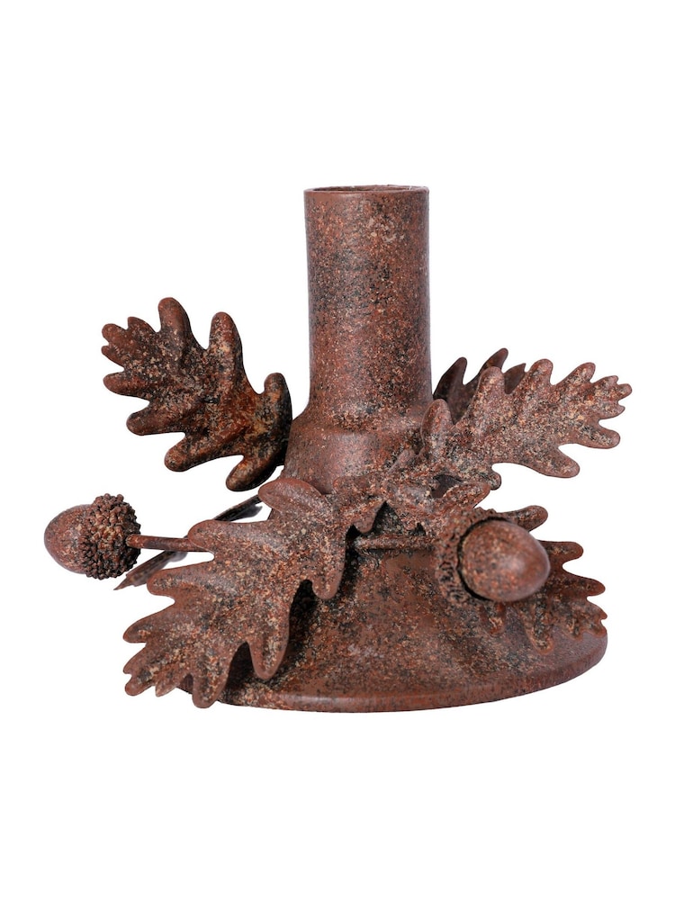 Laura Ashley Bronze Rust Oak Leaves and Acorn Candle Holder - Image 2 of 5 Laura Ashley Bronze Rust Oak Leaves and Acorn Candle Holder - Image 2 of 5