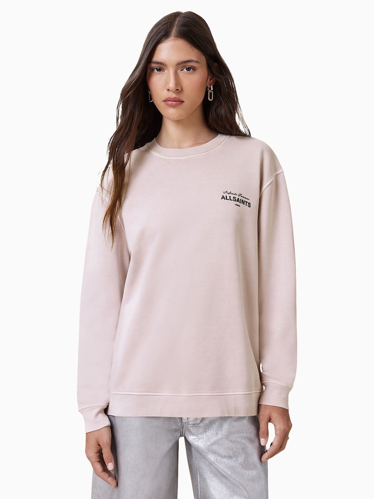 AllSaints Pink Soleil Etta 100% Organic Cotton Sweat Top - Image 1 of 7