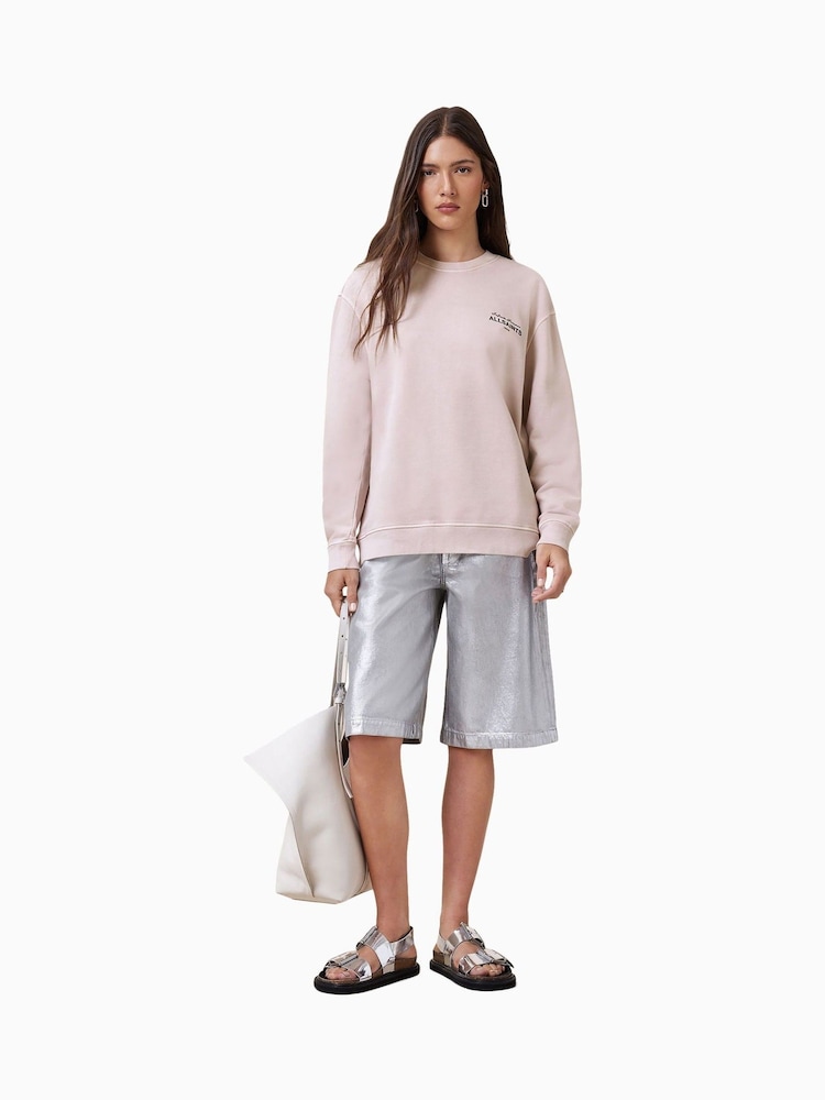 AllSaints Pink Soleil Etta Cotton Sweat Top - Image 3 of 7