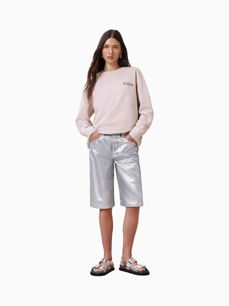 AllSaints Pink Soleil Etta Cotton Sweat Top - Image 5 of 7