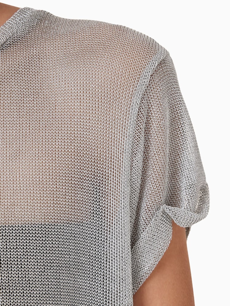 AllSaints Grey Thea Sparkle Top - Image 4 of 7