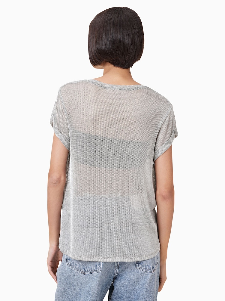 AllSaints Grey Thea Sparkle Top - Image 6 of 7