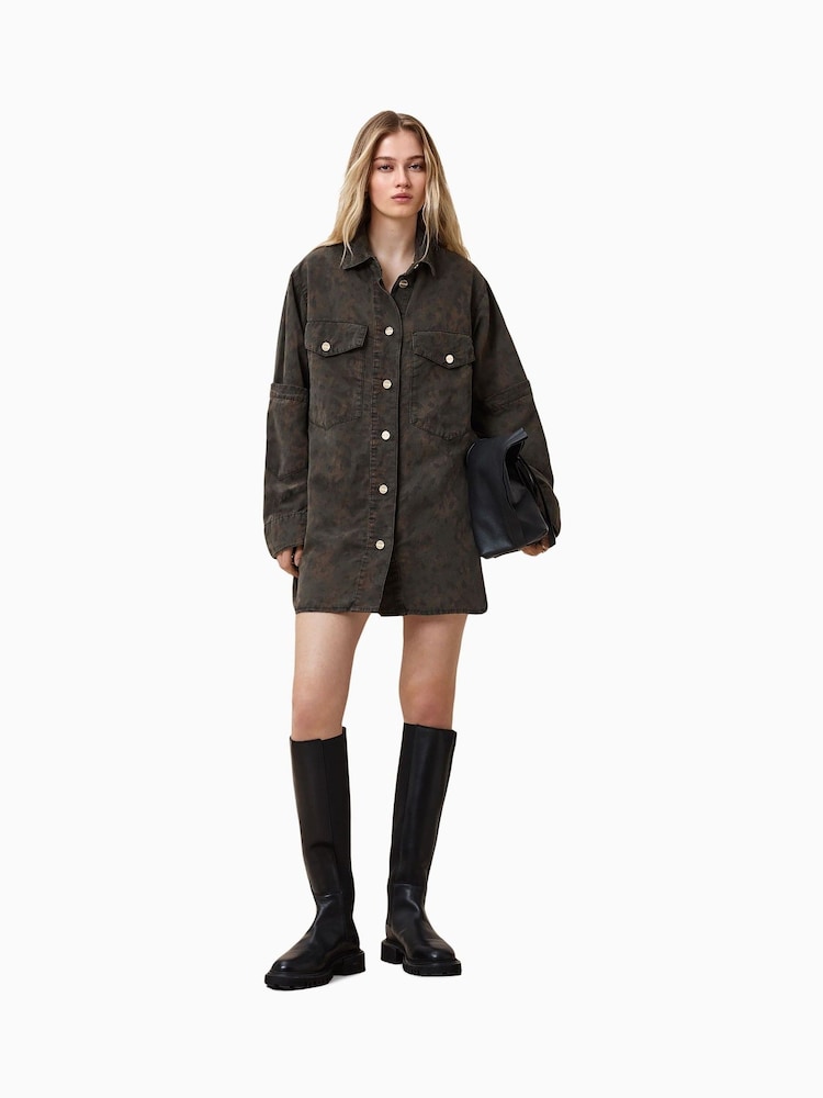 AllSaints Black Faye Shacket Dress - Image 1 of 7