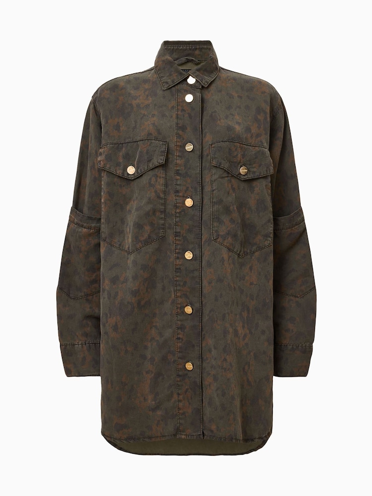 AllSaints Black Faye Shacket Dress - Image 7 of 7