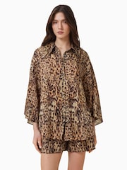 AllSaints Brown Charli Shirt - Image 1 of 9