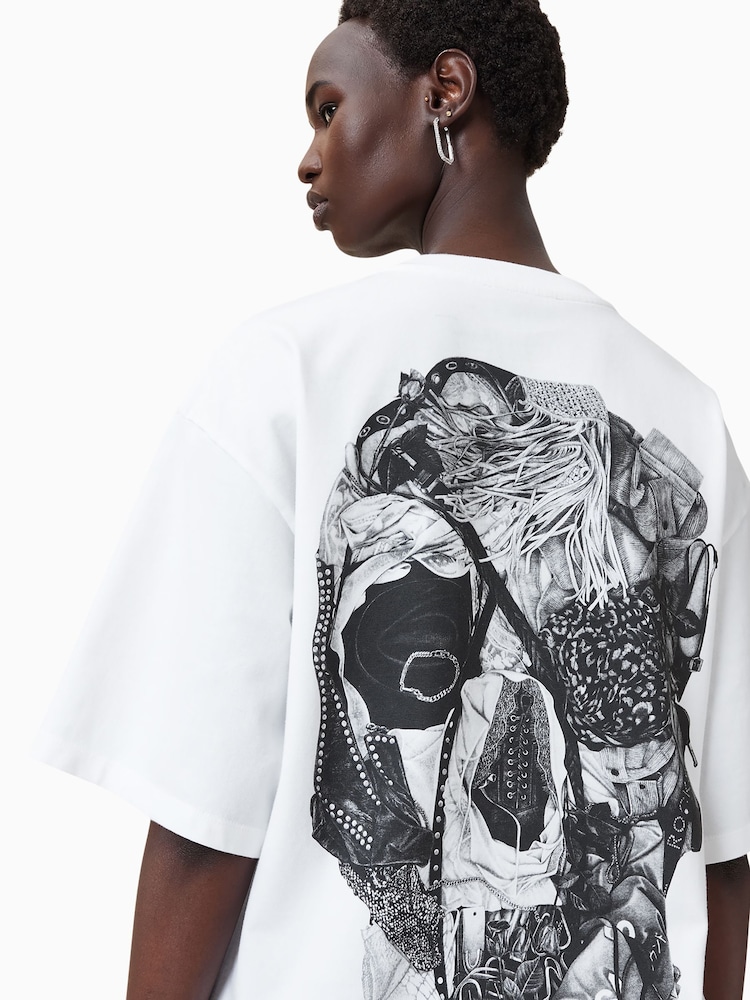 AllSaints White Heaps Amelie 100% Organic Cotton T-Shirt - Image 2 of 8