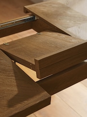 Dark Natural Hayford Oak Effect Herringbone 4 to 6 Seater Rectangle Extending Round Dining Table - Image 6 of 7