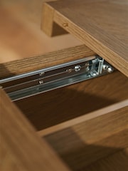 Dark Natural Hayford Oak Effect Herringbone 4 to 6 Seater Rectangle Extending Round Dining Table - Image 7 of 7