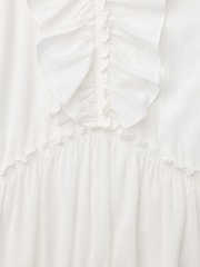 Whistles White Ruffle Trapeze 100% Cotton Mini Dress - Image 5 of 5