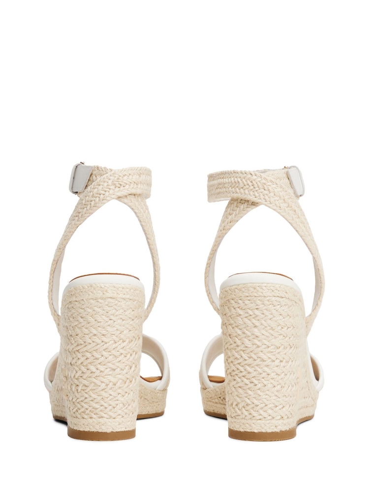 Tommy Hilfiger ECRU Natural Monogram 100% Linen Rope Wedge Sandals - Image 4 of 4