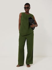 Jigsaw Green 100% Linen Asymmetric Hem Top - Image 1 of 6