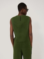 Jigsaw Green 100% Linen Asymmetric Hem Top - Image 3 of 6