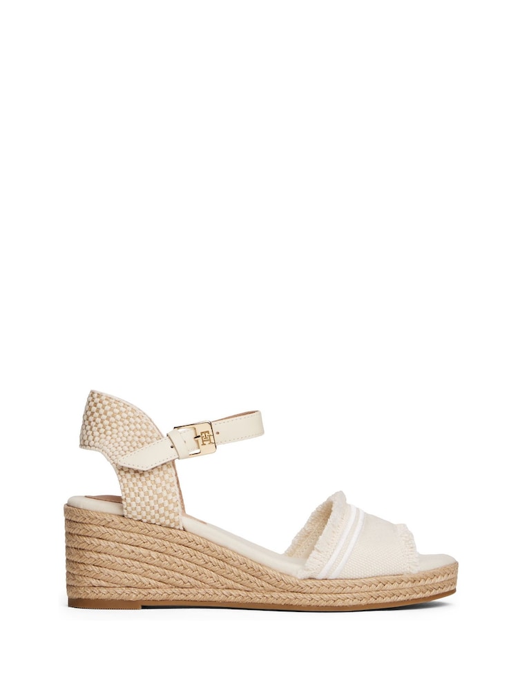Tommy Hilfiger Natural Fringe Canvas Wedge Sandals - Image 2 of 4