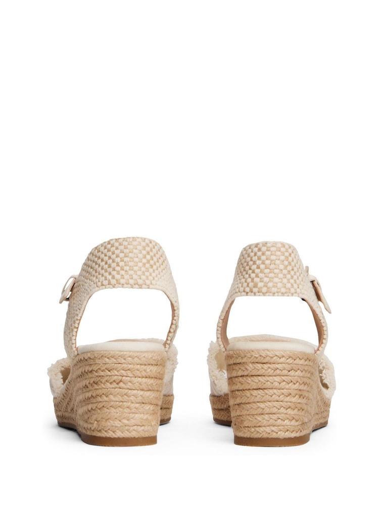 Tommy Hilfiger Natural Fringe Canvas Wedge Sandals - Image 4 of 4