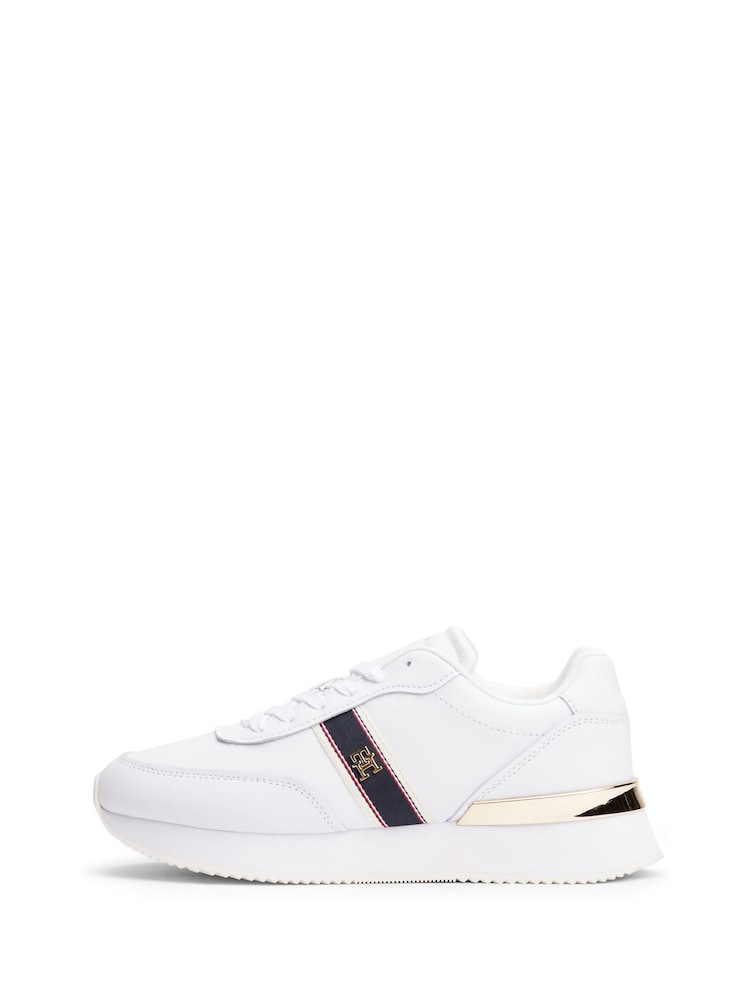 Tommy Hilfiger White Monogram Mesh Panel Cleat Trainers - Image 1 of 3