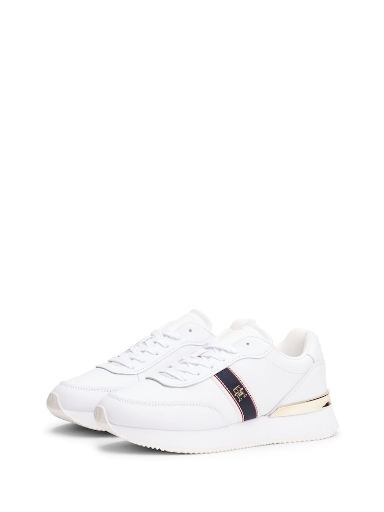 Tommy Hilfiger White Monogram Mesh Panel Cleat Trainers - Image 2 of 3