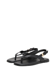 Tommy Hilfiger Black Leather Colour Blocked Square Toe Sandals - Image 1 of 4
