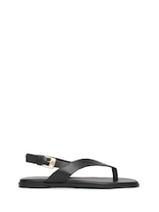 Tommy Hilfiger Black Leather Colour Blocked Square Toe Sandals - Image 2 of 4