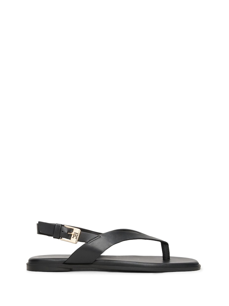 Tommy Hilfiger Black Leather Colour Blocked Square Toe Sandals - Image 2 of 4