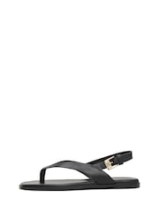 Tommy Hilfiger Black Leather Colour Blocked Square Toe Sandals - Image 3 of 4