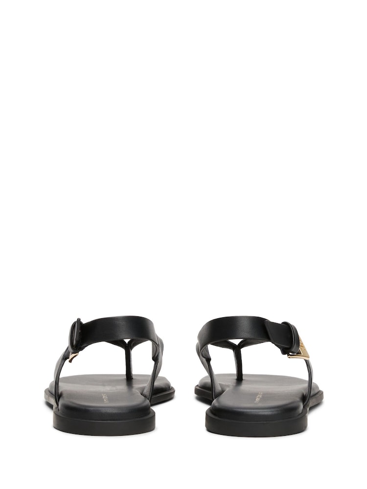 Tommy Hilfiger Black Leather Colour Blocked Square Toe Sandals - Image 4 of 4