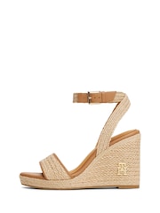 Tommy Hilfiger Natural Monogram 100% Linen Rope Wedge Sandals - Image 2 of 4