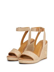 Tommy Hilfiger Natural Monogram 100% Linen Rope Wedge Sandals - Image 3 of 4
