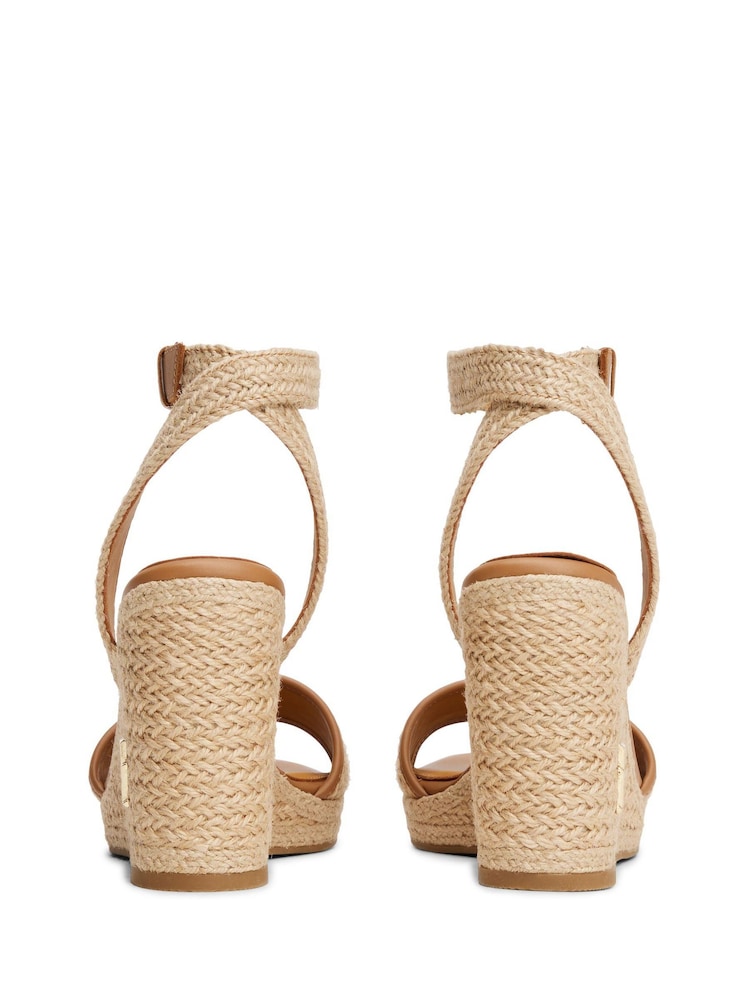 Tommy Hilfiger Natural Monogram 100% Linen Rope Wedge Sandals - Image 4 of 4