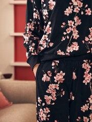 Bath & Body Works Black/Pink Cherry Blossom Twosie Pyjamas - Image 5 of 6