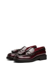 Tommy Hilfiger Red Lightweight Leather Tassel Loafers - Image 3 of 4