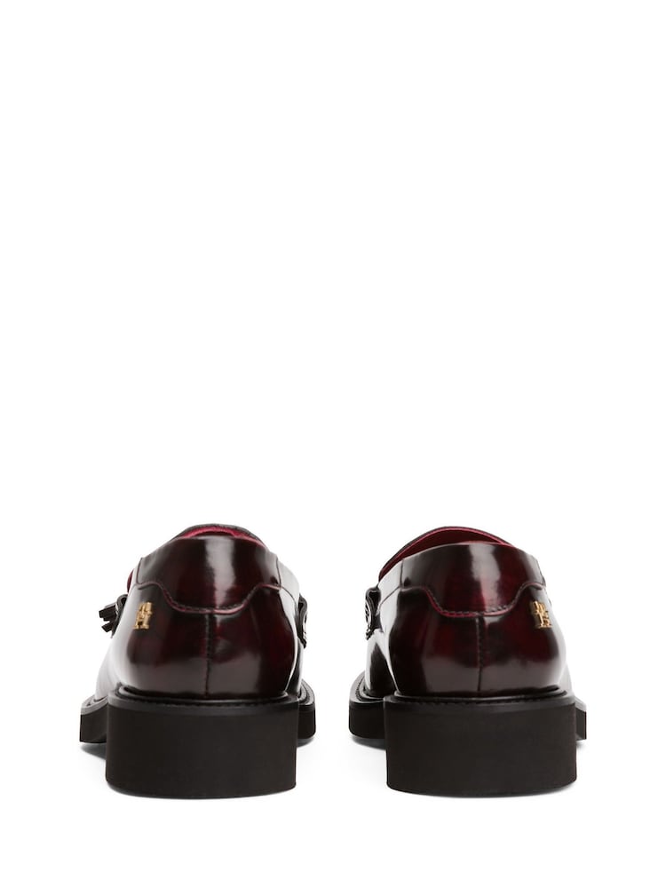 Tommy Hilfiger Red Lightweight Leather Tassel Loafers - Image 4 of 4
