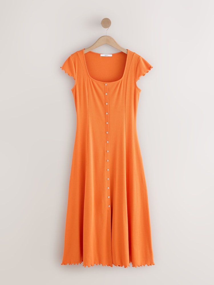 برتقالي - Short Sleeve Jersey Button Through Maxi Dress - صورة 1 من 3 برتقالي - Short Sleeve Jersey Button Through Maxi Dress - صورة 1 من 3