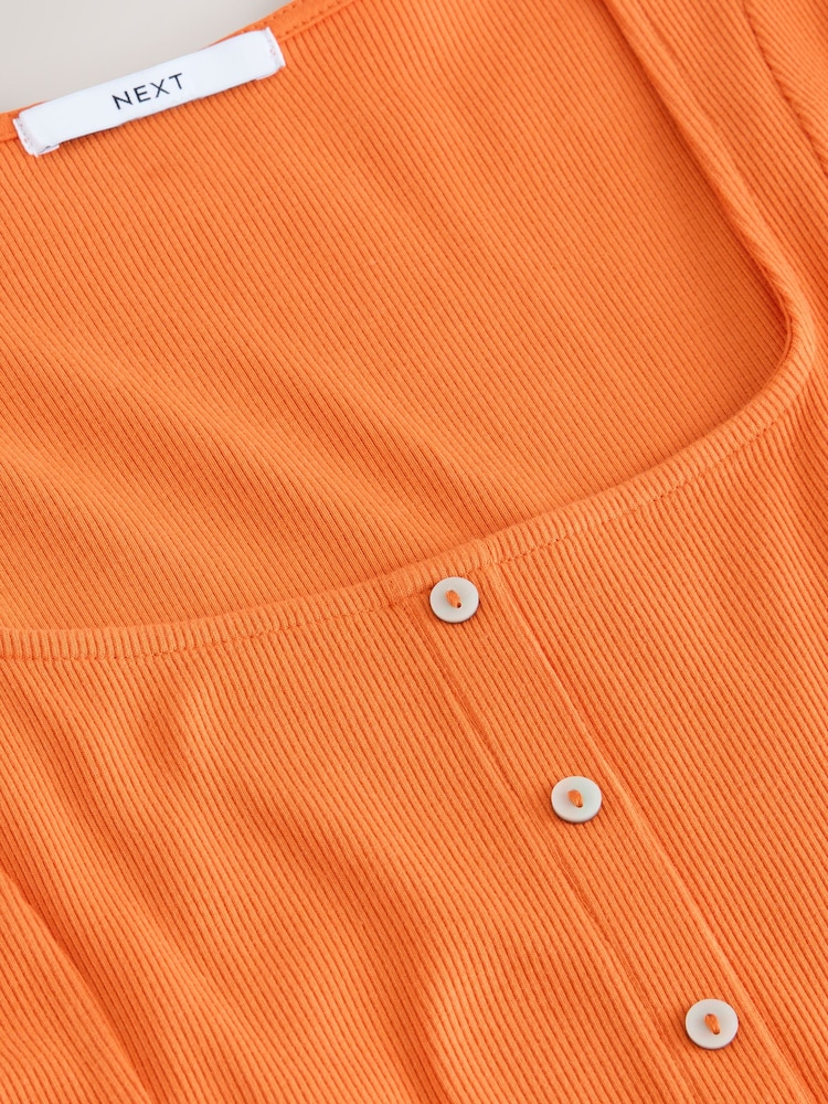 برتقالي - Short Sleeve Jersey Button Through Maxi Dress - صورة 2 من 3 برتقالي - Short Sleeve Jersey Button Through Maxi Dress - صورة 2 من 3