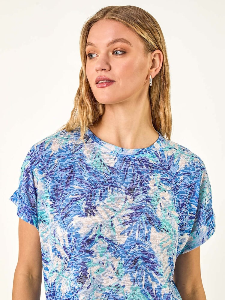 Roman Blue Burnout Printed T-Shirt - Image 1 of 5
