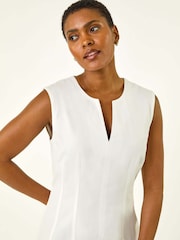 Roman White Panel Detail 100% Cotton Midi Dress - Image 4 of 5