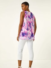 Roman Purple Blurred Double Layered Vest Top - Image 3 of 5