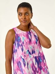 Roman Purple Blurred Double Layered Vest Top - Image 4 of 5