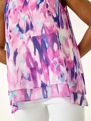 Roman Purple Blurred Double Layered Vest Top - Image 5 of 5