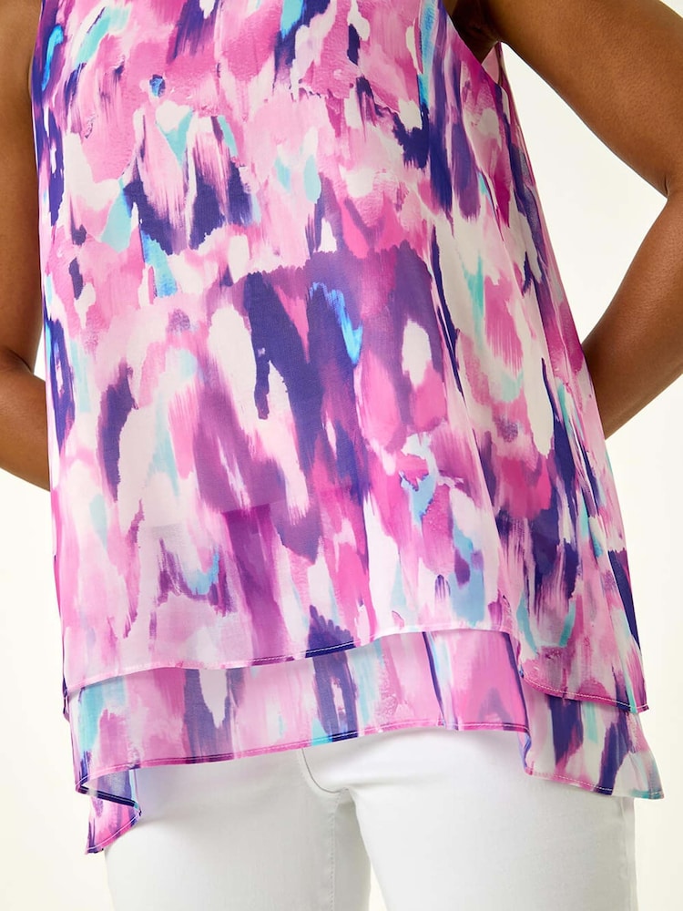 Roman Purple Blurred Double Layered Vest Top - Image 5 of 5