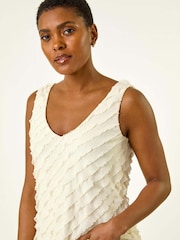 Roman White Shimmer Frill V-Neck Vest Top - Image 1 of 5