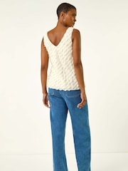 Roman White Shimmer Frill V-Neck Vest Top - Image 3 of 5