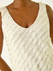 Roman White Shimmer Frill V-Neck Vest Top - Image 5 of 5