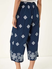 Roman Blue Border Print Belted Trousers - Image 3 of 5
