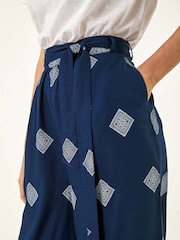Roman Blue Border Print Belted Trousers - Image 5 of 5