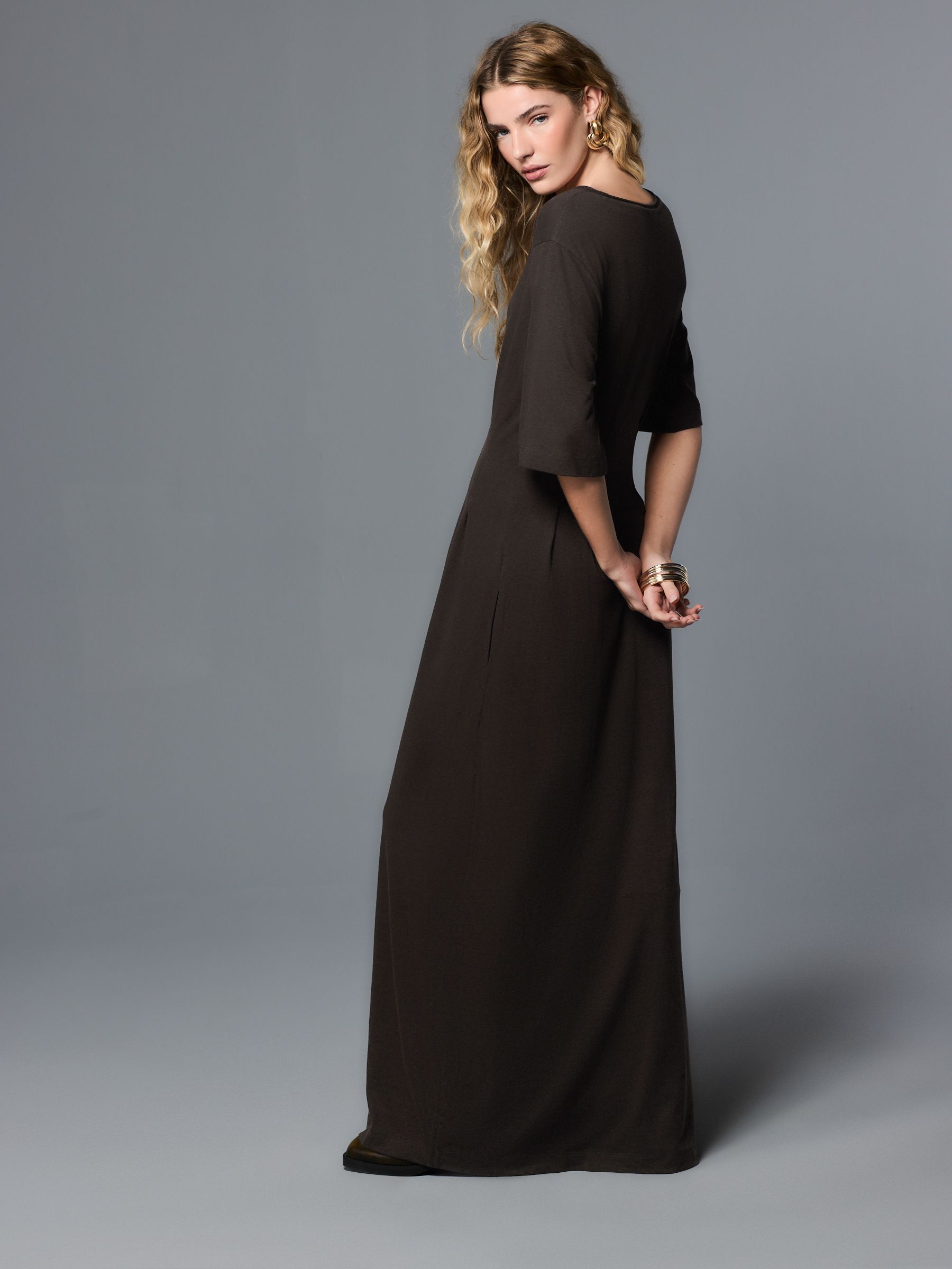 brown midi dress linen Margot Belted Linen Blend Midi Dress Brown | Day Dresses