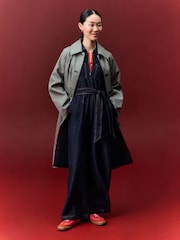 Indigo Blue Denim Jersey Jumpsuit - Image 1 of 4