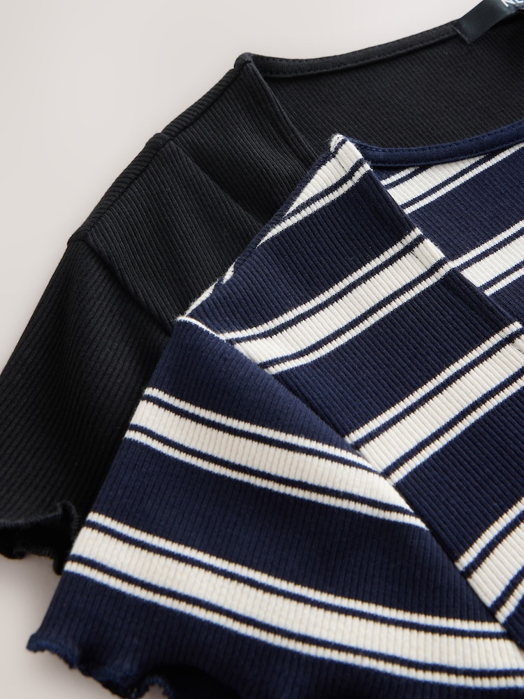 Navy Stripe/ Black - Short Sleeve Jersey Button Through Maxi Dress - صورة 11 من 11 Navy Stripe/ Black - Short Sleeve Jersey Button Through Maxi Dress - صورة 11 من 11