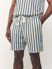 Navy/Ecru Stripe Drawstring Jersey Shorts - Image 1 of 10