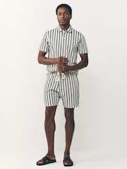 Navy/Ecru Stripe Drawstring Jersey Shorts - Image 2 of 10